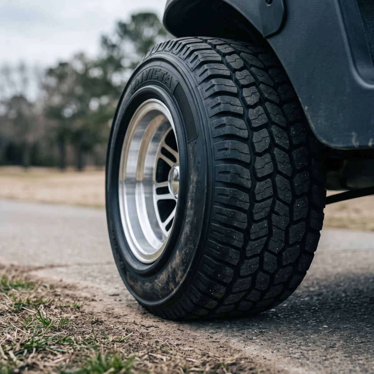 INVICTA RADIAL PRO staggered all-terrain blocks with its heavy-duty rim protector ring guarding the lip of an alloy wheel