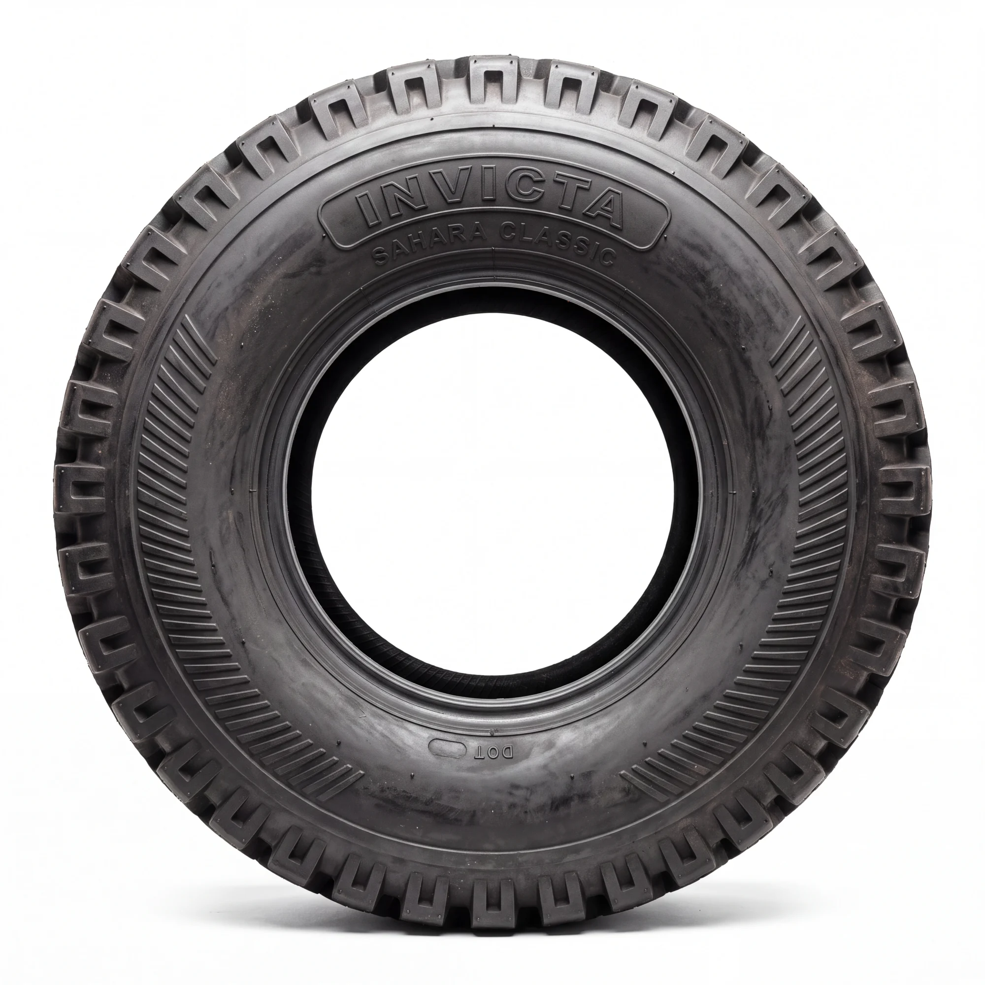 INVICTA SAHARA CLASSIC all-terrain tyre in profile, showing chunky shoulder blocks wrapping over the tread edge onto a tall sidewall